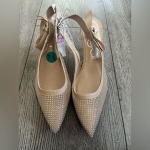 Sugar Elegant Beige Studded Women's Heels